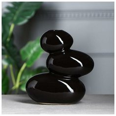 Керамика ручной работы Ваза настольная "Сбалансированные камни", чёрная, 20 см, керамика