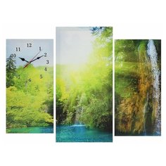 Сюжет Часы настенные модульные «Озеро в горах», 60 × 80 см