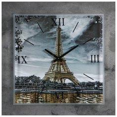 Сюжет Часы настенные, серия: Город, "Эйфелева башня, 50х50 см, микс