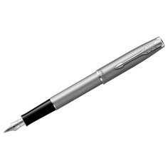 Ручки перьевые подарочные Ручка перьевая Parker "Sonnet Sand Blasted Stainless Steel" черная, 0,8мм, подар. уп.