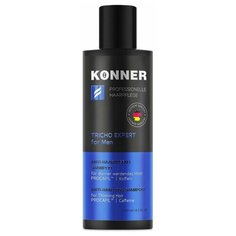 KONNER Шампунь для волос TRICHO EXPERT мужской, защита от выпадения, с кофеином и пантенолом, 250 мл