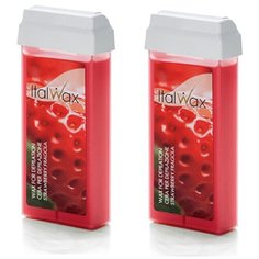 ItalWax Воск для депиляции теплый Клубника Strawberry в картридже 200 мл (2 штуки по 100 мл), набор, Италия