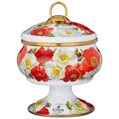 Сахарница на ножке Agness Серия Маки эмалированная, 0,85 л (950-476)