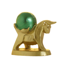 Статуэтка Зимнее волшебство Бык с Уолл-стрит, 5 см, (4994507) золотистый/зеленый