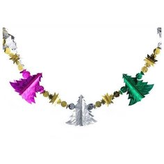 Гирлянда-растяжка Snowmen 21 см, 7 секций, с елкой, 3 м, зеленая (Е50885)