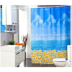 Штора для ванной Miranda Ocean Fresh, MRD.01.11092, голубой, высота 200 см, ширина 180 см