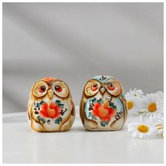 Сувенир керамика "Сова "Софья" цветная 9х8 см Хорошие сувениры