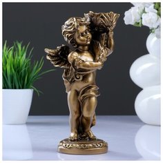 Подсвечник "Ангелочек" в левой руке, золото 14х8х22см 3865163 Хорошие сувениры