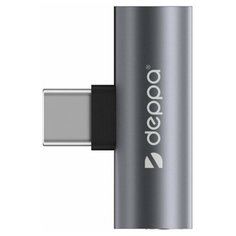 Переходник Type-C на AUX 3.5 mm Jack / Type-C, 2А, Deppa (не работает с Самсунгами)