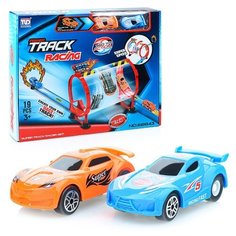 Автотрек Oubaoloon 19 деталей, машинка с инерционным механизмом, в коробке (68843)