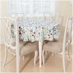 Скатерть Сирень круглая, шелковистая "Элли", D145 см.