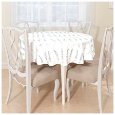 Скатерть Сирень круглая, шелковистая "Лавандовый принт", D145 см.