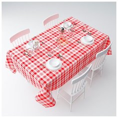 Скатерть Сирень "Красная клетка", 145*120 см.