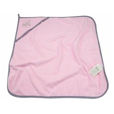 YUMMYKI Полотенце для новорожденных с уголком банное 78х78 см розовый/светло-серый