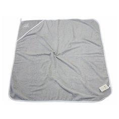 YUMMYKI Полотенце для новорожденных с уголком банное 78х78 см светло-серый/белый
