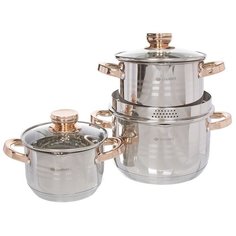 Набор посуды из нержавеющей стали Daniks Вена SD-T87-6 (кастрюли 2+3+4 л), 6 предметов