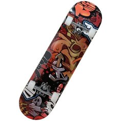 Детский скейтборд RGX LG DBL 351, 31x8, красный/серый