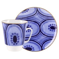 Чашка с блюдцем кофейная. Императорский фарфоровый завод. Форма Майская. Рисунок Ethno.165 мл.