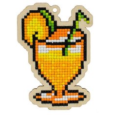 Алмазная мозаика на дереве Подвеска «Летний коктейль», 7,1x10,2 см, Гранни Wood