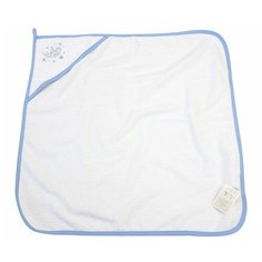 YUMMYKI Полотенце для новорожденных с уголком банное 78х78 см белый/голубой