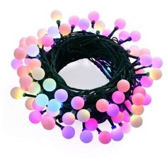 Электрическая гирлянда светодиодная Apeyron Electrics 15-35, 10м, 8 режимов, 50 ламп Ø25мм, черный шнур, мульти свечение, IP44.