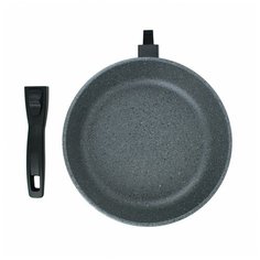 Сковорода литая алюминиевая СОЮЗ ТН, 22 см, CILICOL CERAMIC, серый гранит, ручка съёмная
