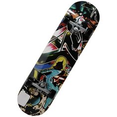 Детский скейтборд RGX LG DBL 350, 31x8, белый/голубой/желтый/черный