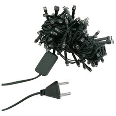 Гирлянда светодиодная, 220В, 6Вт, 550Лм, 7м, 100 ламп, холодный белый, IP44, шнур зелёный Vilart