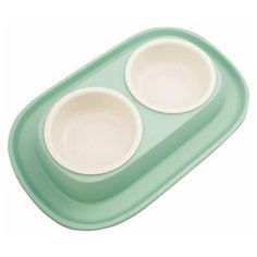 Миска Lilli Pet двойная на подставке 31*20*3,5см, зеленая
