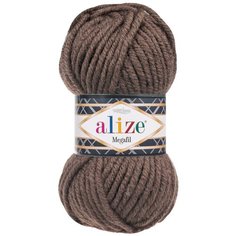 Пряжа для вязания Ализе Superlana Megafil (25% шерсть, 75% акрил) 5х100г/55м цв.240 коричневый меланж ALIZE SUPER.MG.240