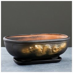 Фигурное кашпо "Бонсай большой Дракон" 21х31х11см черное золото 4302064 Хорошие сувениры