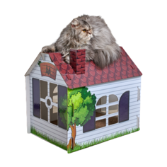 Улучшенный картонный домик для кошек и собак с когтеточкой матовый, Maskbro