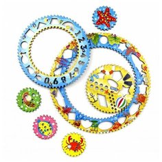 Развивающее пособие из дерева Спирограф для рисования, Рыбки Woodland