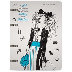 Тетрадь на кольцах со сменным блоком 80Л. "Модница" Bruno Visconti