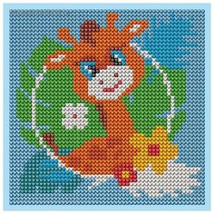 3658864 Алмазная мозаика для детей Жираф + емкость, стерж, клеев подушечка Арт Узор