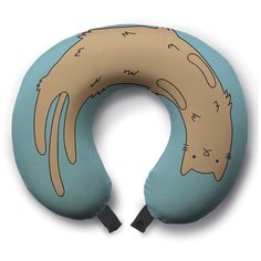 Дорожная (туристическая) подушка для шеи "Отдыхающий кот", для путешествий в самолете (машине) Ambesonne