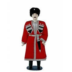 Кукла коллекционная фарфоровая Казак кубанский в красной черкеске Потешный промысел