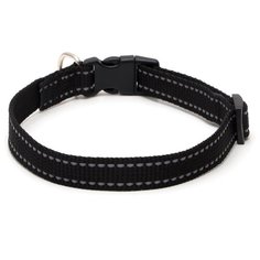 Ошейник капроновый, светоотражающий, фастекс с замком, 50 х 2 см, ОШ до 40 см, чёрный Пижон