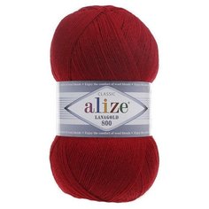 Пряжа Alize Lanagold 800 56 красный (Ланаголд 800) 49% шерсть, 51% акрил 100г 800м 5шт