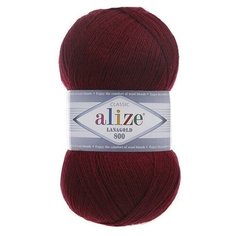 Пряжа Alize Lanagold 800 57 бордовый (Ланаголд 800) 49% шерсть, 51% акрил 100г 800м 5шт