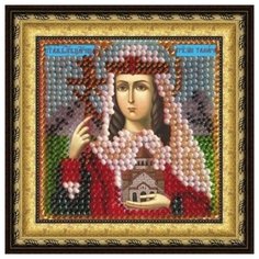 056ПМИ Набор для вышивания бисером Вышивальная мозаика Икона Св. Блг. Царица Грузии Тамара Великая, 6,5*6,5 см