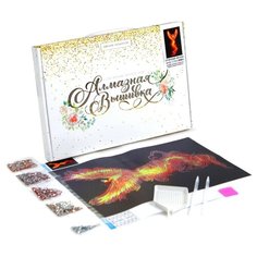 Алмазная мозаика с частичным заполнением "Огненный феникс" 20*30 см на холсте Школа талантов