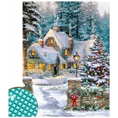 Алмазная мозаика с полным заполнением "Домик в сказочном лесу" 22*32 см, холст, емкость Школа талантов