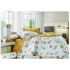 Постельное белье 1.5-спальное Valtery С-142, сатин, 2 наволочки 70 х 70 см, желтый/белый