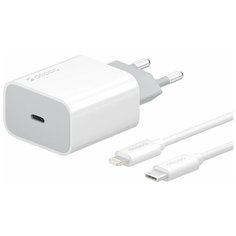 СЗУ Deppa USB Type-C, Power Delivery, 18Вт, дата-кабель USB-C - Lightning MFI, белый