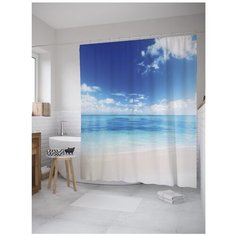 Штора для ванной JoyArty Теплый пляж Майами 180x200 голубой/белый