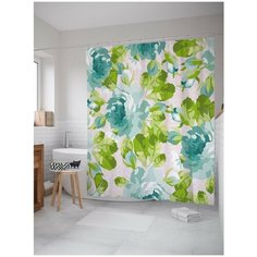 Штора для ванной JoyArty Голубые пионы 180х200 (sc-35855)