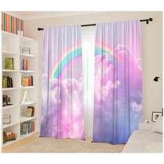 Фотошторы для детской "Волшебство в облаках", 145*260 2шт, Блэкаут Сирень