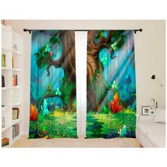 Фотошторы Сирень для детской "Лес с изумрудами", 145*260 2 шт., Блэкаут