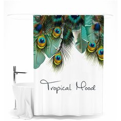 Шторка для ванной "Перья павлина" Сирень